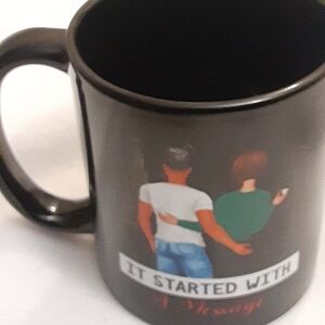 Black Ceramic Mug with Romantic Design